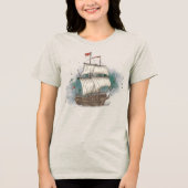 Hand Drawn Ship Tri-Blend Shirt (Vorderseite)