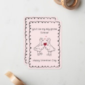 Hand Drawn Silly Goose Funny Saying Valentines Day Mitteilungskarte (Vorderseite/Rückseite Beispiel)