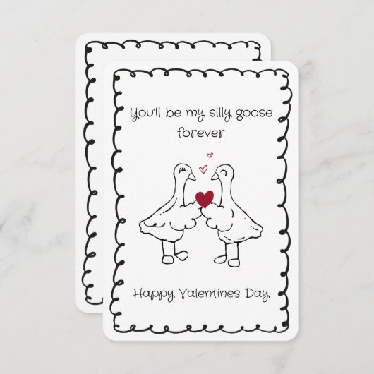 Hand Drawn Silly Goose Funny Saying Valentines Day Mitteilungskarte (Vorne/Hinten)