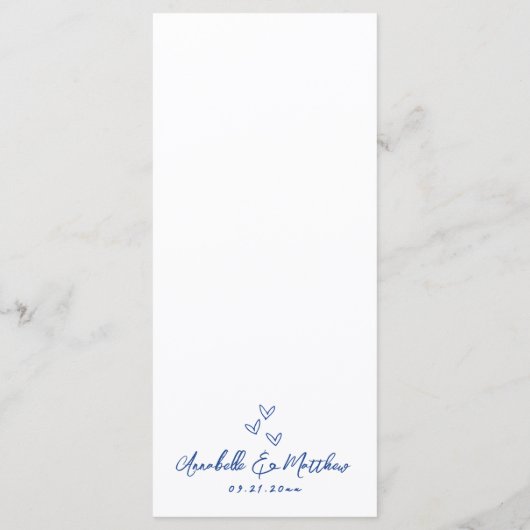 Hand Drawn Simple Blue Whimsical Wedding Menükarte (Rückseite)