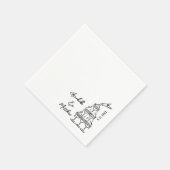 Hand Drawn Simple Cocktail Wedding Serviette (Ecke)