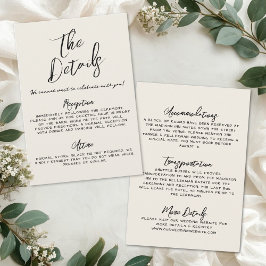 Hand Drawn Simple Vintage Wedding Details Begleitkarte