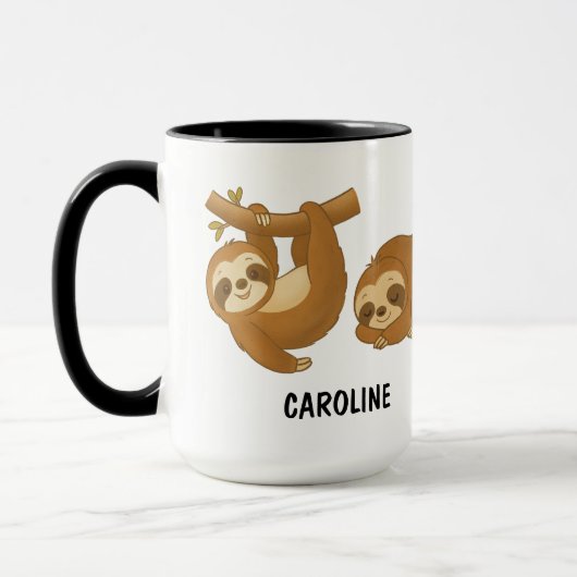 Hand Drawn Sloth Custom Cute Tasse (Links)