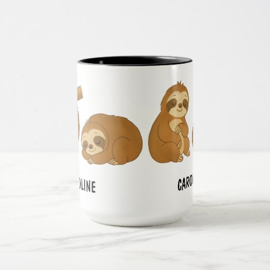 Hand Drawn Sloth Custom Cute Tasse (Zentrum)