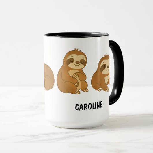 Hand Drawn Sloth Custom Cute Tasse (VorderseiteRechts)