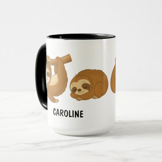 Hand Drawn Sloth Custom Cute Tasse (Vorderseite Links)