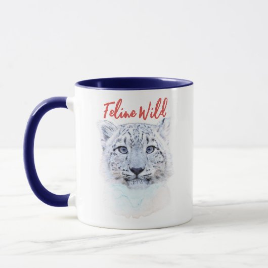 Hand Drawn Snow Leopard Mug "Feline Wild" Tasse (Links)
