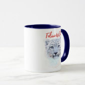 Hand Drawn Snow Leopard Mug "Feline Wild" Tasse (VorderseiteRechts)
