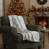 Hand-Drawn Snowmen on Grey Winter Fleecedecke