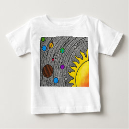Hand-Drawn Solar System Art – Colorful Space Learn Baby T-shirt