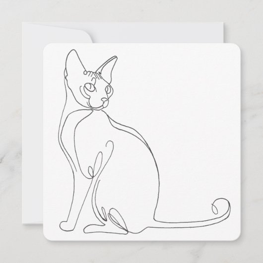 Hand Drawn Sphynx Cat Minimalist Design Einladung (Vorderseite)