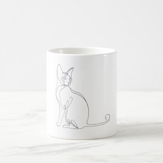 Hand Drawn Sphynx Cat Minimalist Design Kaffeetasse (Mittel)