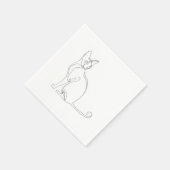Hand Drawn Sphynx Cat Minimalist Design Serviette (Ecke)