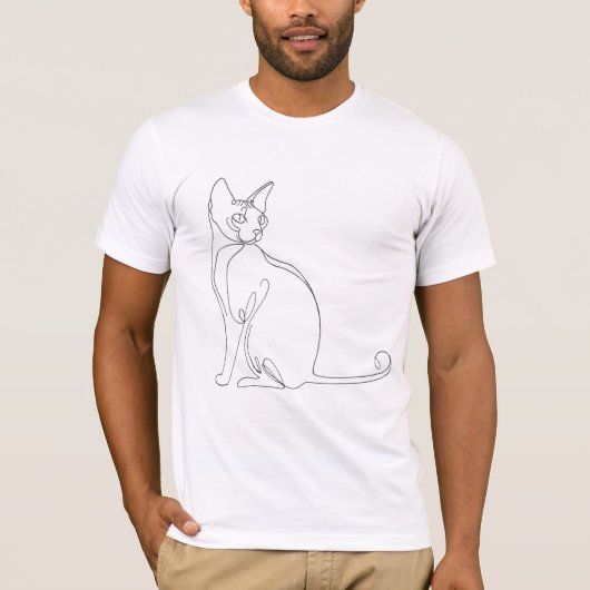 Hand Drawn Sphynx Cat Minimalist Design T-Shirt (Vorderseite)