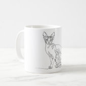 Hand Drawn Sphynx Cat - Minimalist Line Art Kaffeetasse (Vorderseite Links)