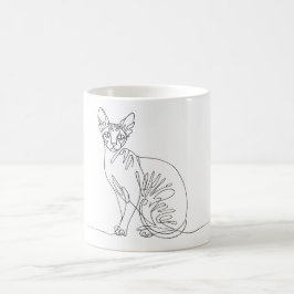 Hand Drawn Sphynx Cat - Minimalist Line Art Kaffeetasse