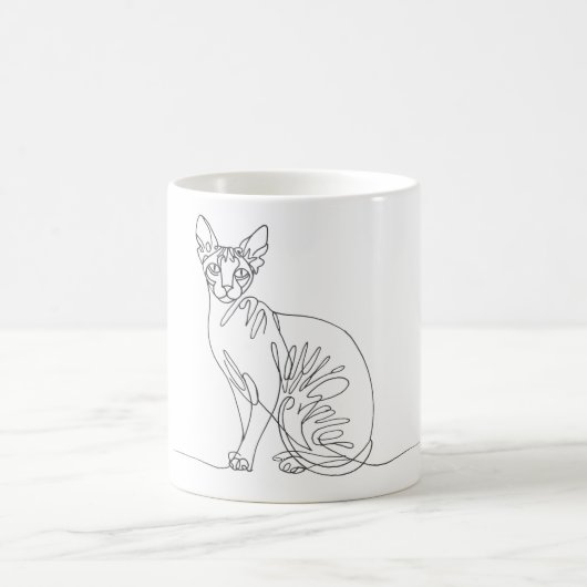 Hand Drawn Sphynx Cat - Minimalist Line Art Kaffeetasse (Mittel)