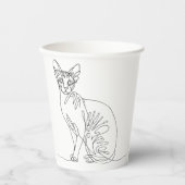 Hand Drawn Sphynx Cat - Minimalist Line Art Pappbecher (Vorderseite)