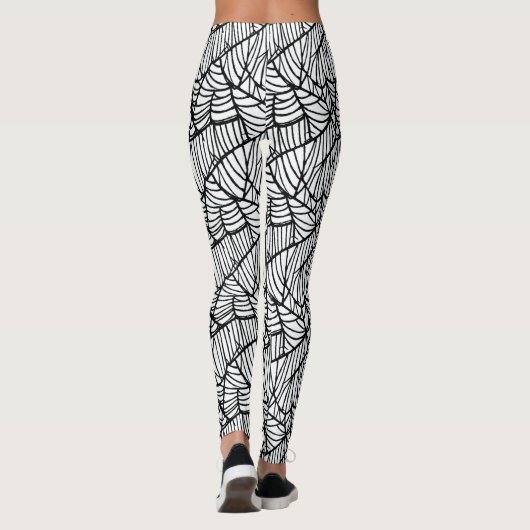 Hand Drawn Spider Web Halloween Pattern Leggings (Rückseite)