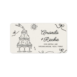 Hand Drawn spielend Whimsical Retro Französisch Ho Adressaufkleber