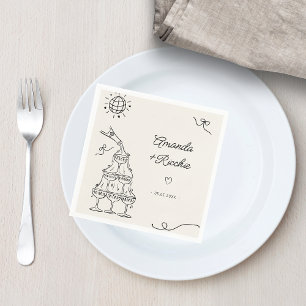 Hand Drawn spielend Whimsical Retro Französisch Ho Serviette