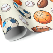 Hand drawn Sports Balls Wrapping Paper Geschenkpapier (Rolleneckpunkt)