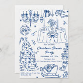 Hand Drawn Squiggle Doodles Christmas Party Invita Einladung (Vorne/Hinten)