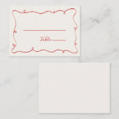 Hand Drawn Squiggle Frame Red Platzkarte (Vorne/Hinten)