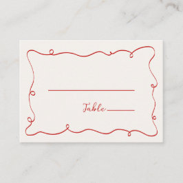 Hand Drawn Squiggle Frame Red Platzkarte