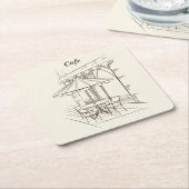 Hand Drawn Street mit Café' Rechteckiger Pappuntersetzer (angewinkelt)