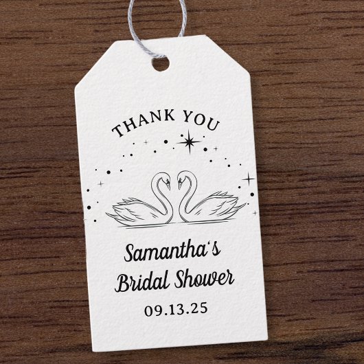 Hand Drawn Swan Elegantes Brautparty Vielen Dank Geschenkanhänger