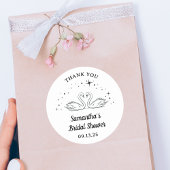 Hand Drawn Swan Elegantes Brautparty Vielen Dank Runder Aufkleber