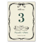Hand Drawn Swan Handwriting Wedding Table Number Tischnummer (Vorderseite)
