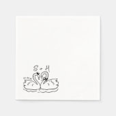 Hand Drawn Swan Heart Wedding Cocktail Serviette (Vorderseite)