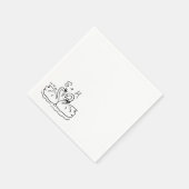 Hand Drawn Swan Heart Wedding Cocktail Serviette (Ecke)