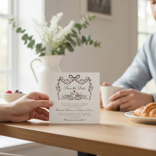Hand Drawn Swans Paired for Life Save the Date