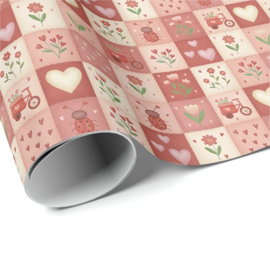 Hand Drawn Sweet Patchwork - Wrapping Paper Roll Geschenkpapier (Rolleneckpunkt)
