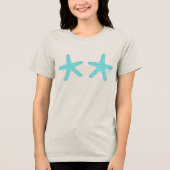 Hand-drawn Teal Starfish  Tri-Blend Shirt (Vorderseite)