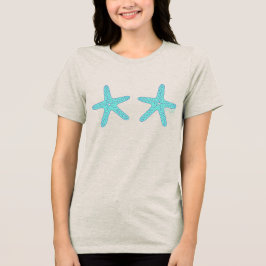 Hand-drawn Teal Starfish Tri-Blend Shirt