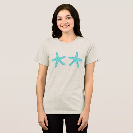 Hand-drawn Teal Starfish  Tri-Blend Shirt (Vorderseite voll)