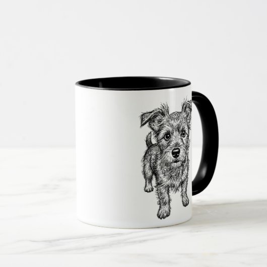 Hand-Drawn Terrier Dog Sketch Mug Tasse (VorderseiteRechts)