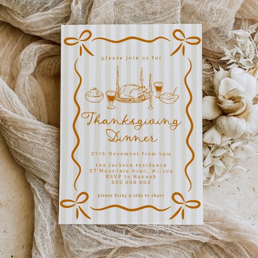 Hand Drawn Thanksgiving Dinner Invitation Einladung