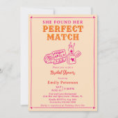 Hand Drawn The Perfect Match Pink Bridal Shower Einladung (Vorderseite)