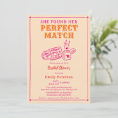 Hand Drawn The Perfect Match Pink Bridal Shower Einladung (Stehend Vorderseite)