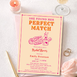 Hand Drawn The Perfect Match Pink Bridal Shower Einladung