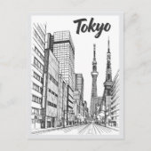 Hand drawn Tokyo Street Scene Landmark Postkarte (Vorderseite)
