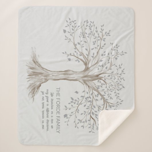 Hand Drawn Tree Personalized Quote Light Gray Sherpadecke (Vorderseite)