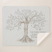 Hand Drawn Tree Personalized Quote Light Gray Sherpadecke (Vorderseite (Horizontal))