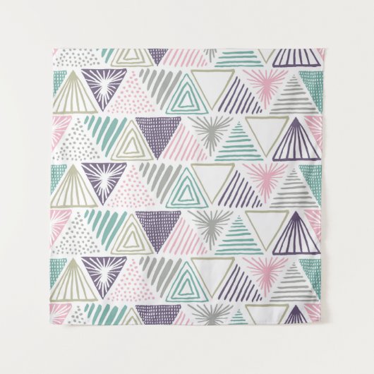Hand drawn triangle seamless pattern. wandteppich (Vorderseite)