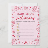 Hand Drawn Valentine Baby Emoji Pictionary Game Einladung (Vorderseite)